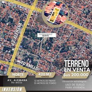 Terreno En Venta Zona Norte Av. Alemana Y 5to Anillo
