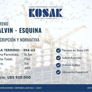 Venta Terreno Esquina Malvin