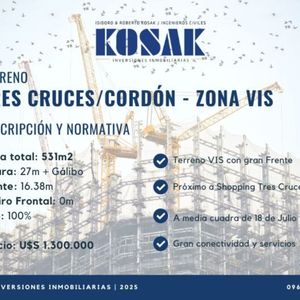 Venta Terreno Vis Tres Cruces Cordón