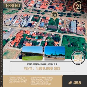 Inmueble # 498 Terreno Sobre Avenida 4to Anillo