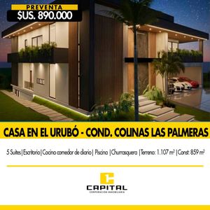 Lujosa Casa  Preventa En Cond Las Palmeras Urubo