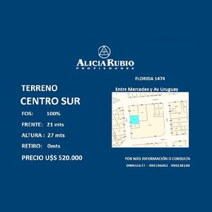Florida .467 Mts Terreno. 21 Mts Frente., Centro Sur
