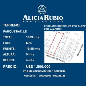 Terreno En Venta De 1473 M2. Ubicado En Parque Batlle