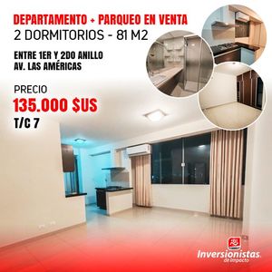 Departamento De 2 Dormitorios + Parqueo  En Venta