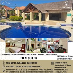 Amplia Casa Amoblada En Alquiler, En Condominio A Solo Bs 8.500