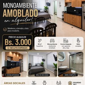 Monoambiente Amoblado En Alquiler - Equipetrol