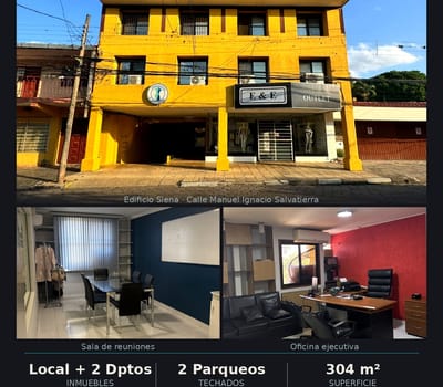Inversión Comercial · Local + Oficinas + Parqueos · Edificio Siena · Centro Scz