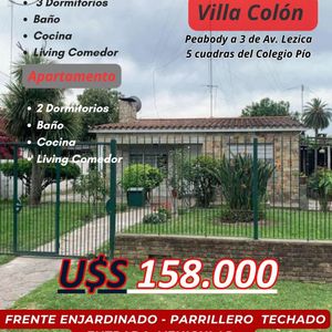 Excepcional Propiedad En Villa Colón: Casa Principal De 3 Dormitorios Y Apartamento Independiente De 2 Dormitorios. Amplio Jardín Con Parrillero Y Galpón.