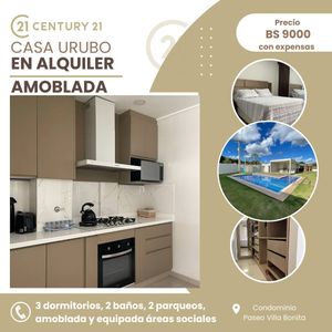 Lujosa Casa Amoblada En Cond De Urubo En Alquiler