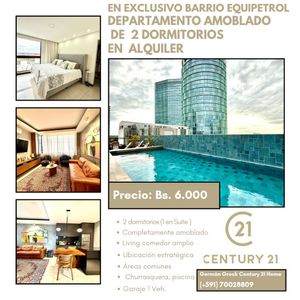 Departamento De Lujo Y Amoblado En Alquiler, 2 Dormitorios, Barrio Equipetrol