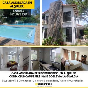 Casa Amoblada En Alquiler En Condominio Zona Sur