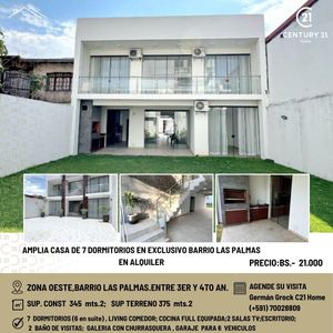 Lujosa Y Moderna Casa De 7 Dormitorios En Barrio Las Palmas, En Alquiler