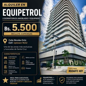 Departamento De 2 Dormitorios Amoblado Y Equipado En Alquiler