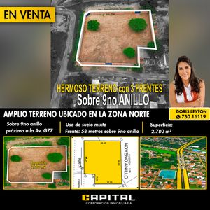 Terreno En Venta En Zona Norte Sobre 9no Anillo (proximo A G77)