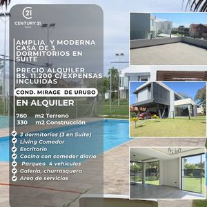 Moderna Y Amplia Casa De 3 Dorms. En Suite En Alquiler En Urubo