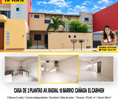 Vendo Casa De 2 Plantas, Zona Radial 10 Dentro 5to Anillo