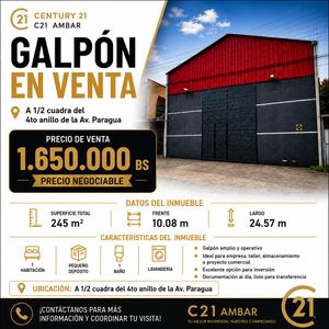 Galpon En Venta - Paragua 4to Anillo