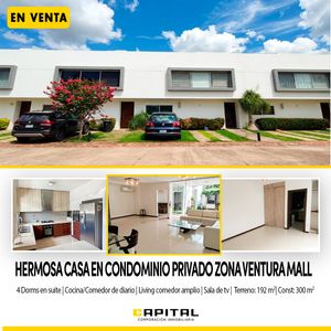 En Venta Casa En Cond. Privado En Zona Ventura Mall