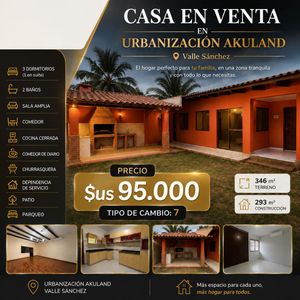 Amplia Casa En Venta En Urb. Akualand – Valle Sánchez 
