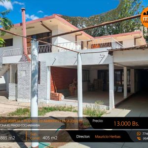 Casa Amplia 2 Plantas En Alquiler Zona El Prado Cochabamba