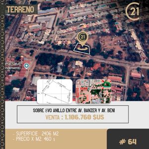 Inmueble # 64 Terreno Sobre Avenida Zona Norte 8vo Anillo