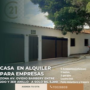A Solo $us 700,casa De 5 Dorm En Alquiler Para Empresas Unicamente