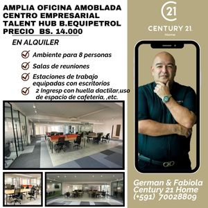 Amplia Oficina Amoblada En Alquiler, Barrio Equipetrol