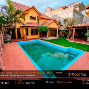 En Venta Chalet Con Piscina 6 Dorm. Zona Simon Lopez Melchor Perez Cbba