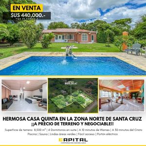Hermosa Quinta En Venta En Warnes