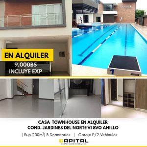 Casa Townhouse En Condominio Al Norte En Alquiler