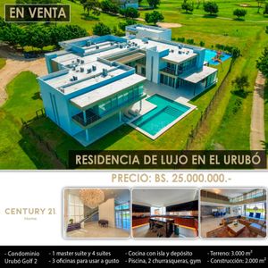 Lujosa Y  Amplia Casa En Condominio Urubo Golf En Venta