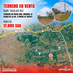  Terreno En Venta Urb. Gremial III Zona Sureste 
