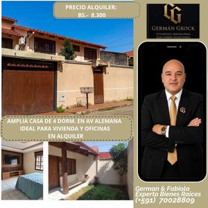 Para Empresa O Vivienda, Casa En Alquiler Av Alemana 2do Y 3er Anillo