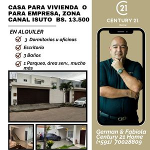 En Barrio Equipetrol,av.canal Isuto, Casa Para Vivienda O Empresa En Alquiler