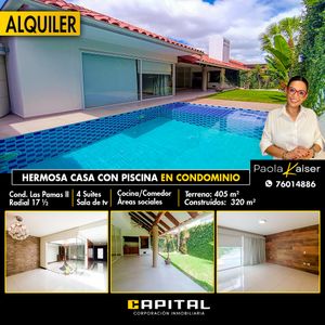Casa Con Piscina En Alquiler Zona Oeste En Condominio Exclusivo