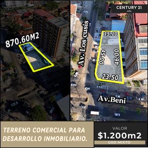 Terreno En Venta Sobre Av. Beni Esquina Av. Los Cusis
