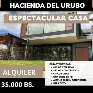 Casa De Lujo En Alquiler /5 Dormitorios- Hacienda Del Urubo