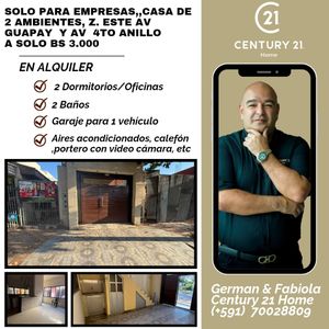 Sobre Av Guapay Y 4to Anillo, Casa Idela Para Vivienda O Empresa En Alquiler