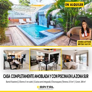Casa Amoblada C/piscina En Alquiler En Zona Sur