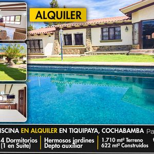 Hermosa Casa Con Piscina En Alquiler, Tiquipaya, Cochabamba