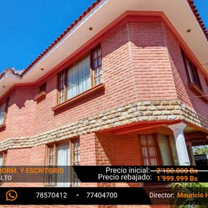 ¡super Oferta! Casa En Venta  4 Dorm. Escritorio Queru Queru Alto Cbba.