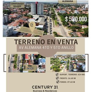 Terreno En Venta Sobre Avenida 4to Y 5to Anillo Alemana