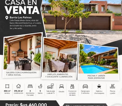 En Venta | Lujosa Casa En Exclusivo Barrio Las Palmas