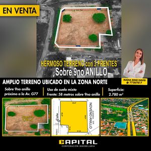 Terreno En Venta – Zona Norte Sobre 9no Anillo (proximo A G77)