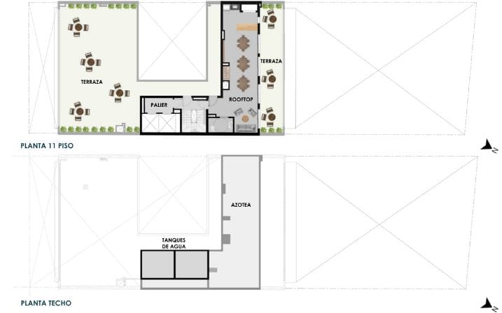 Plano Planta 11 y Planta Techo — Altos de Cordón