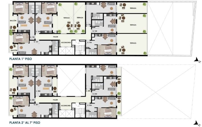 Plano Piso 1 al 7 — Altos de Cordón