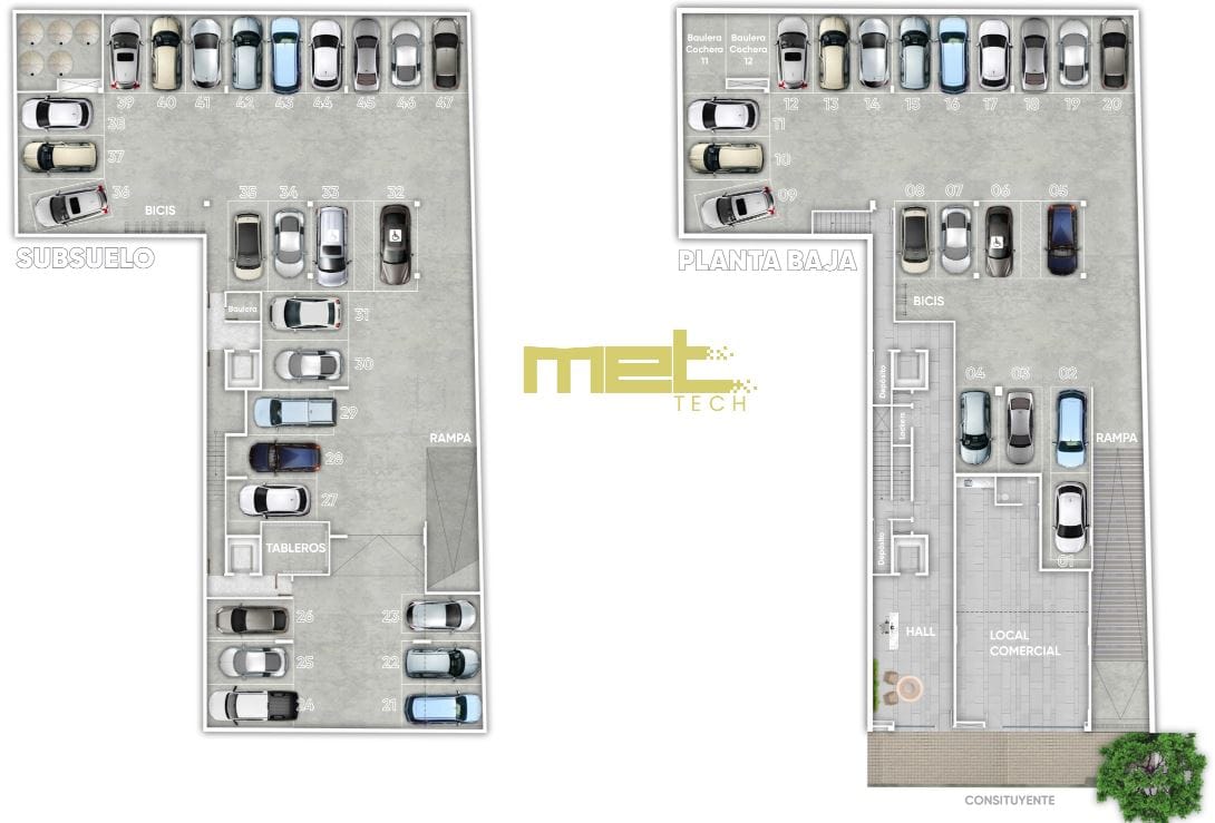 Plano Subsuelo y Planta Baja — Met Tech