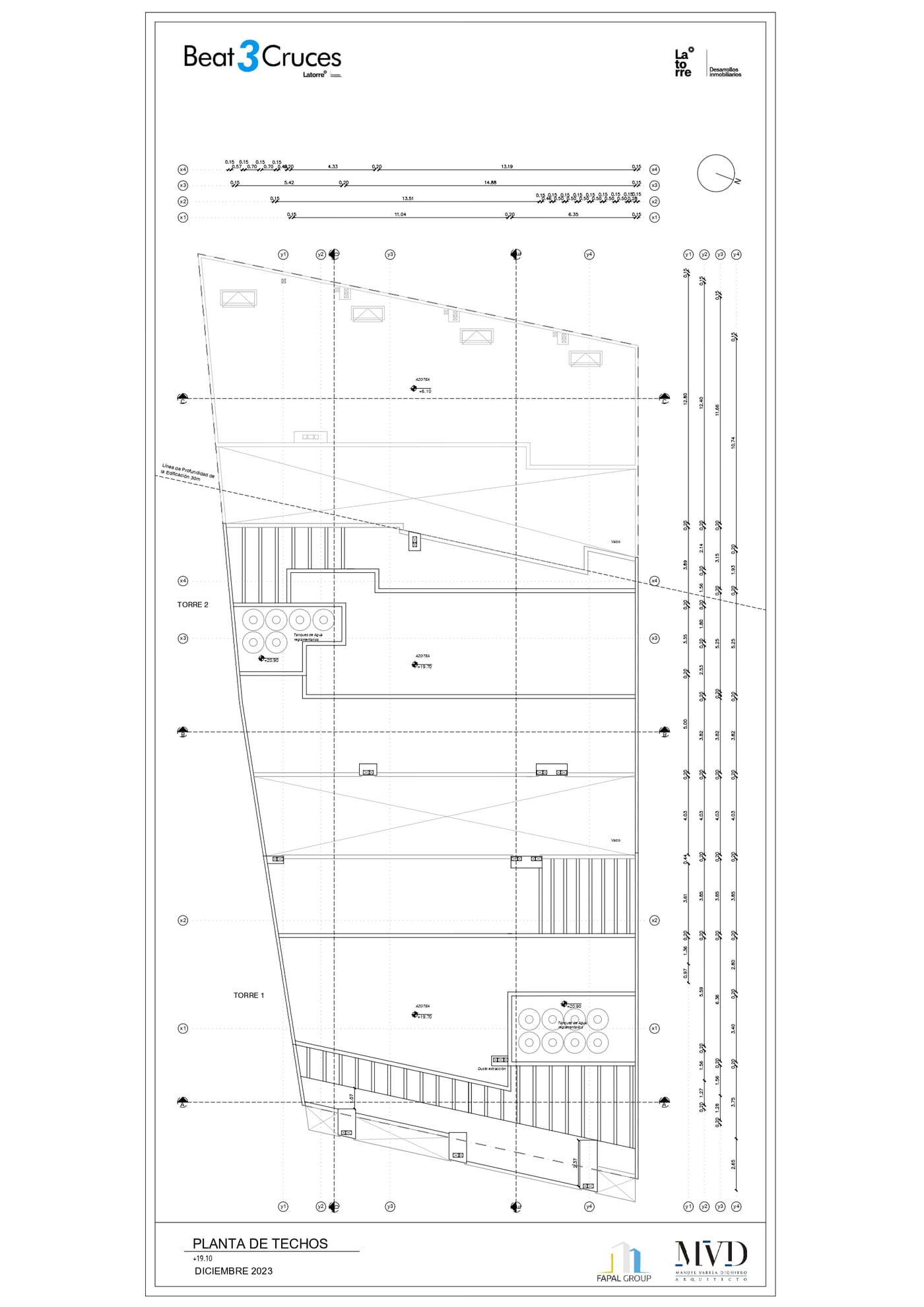 Plano Planta de Techos — Beat Tres Cruces