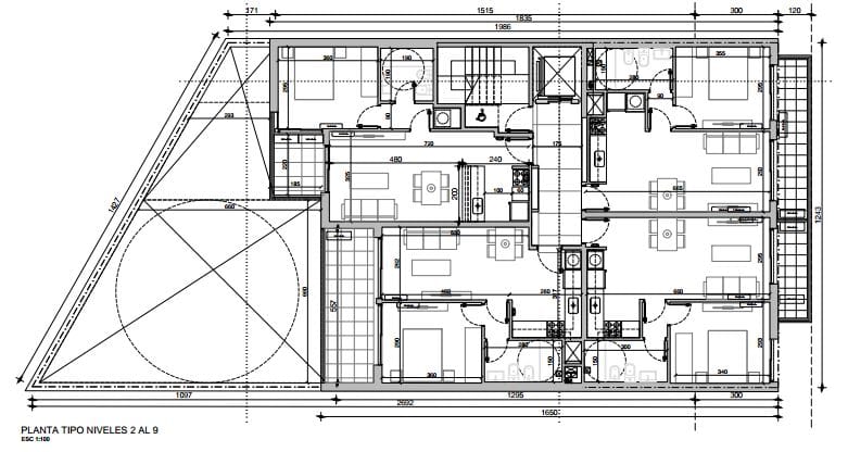 Plano Piso 2 al 9 — Bastión Terminal II