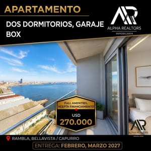 Apartamento en Venta 2 Dorm. c/ cochera y Box. Piso 27. Vista a la Bahía.